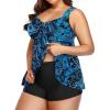 imageYonique Plus Size Tankini Swimsuits for Women Tankini with Shorts Two Piece Bathing Suits Flowy SwimwearBlue Paisley 03