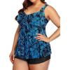 imageYonique Plus Size Tankini Swimsuits for Women Tankini with Shorts Two Piece Bathing Suits Flowy SwimwearBlue Paisley 03