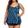 imageYonique Plus Size Tankini Swimsuits for Women Tankini with Shorts Two Piece Bathing Suits Flowy SwimwearBlue Paisley 03