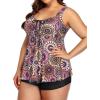 imageYonique Plus Size Tankini Swimsuits for Women Tankini with Shorts Two Piece Bathing Suits Flowy SwimwearBrown Mandala