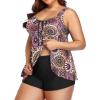 imageYonique Plus Size Tankini Swimsuits for Women Tankini with Shorts Two Piece Bathing Suits Flowy SwimwearBrown Mandala