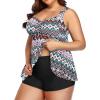 imageYonique Plus Size Tankini Swimsuits for Women Tankini with Shorts Two Piece Bathing Suits Flowy SwimwearColorful Geometric