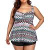imageYonique Plus Size Tankini Swimsuits for Women Tankini with Shorts Two Piece Bathing Suits Flowy SwimwearColorful Geometric