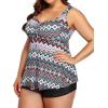 imageYonique Plus Size Tankini Swimsuits for Women Tankini with Shorts Two Piece Bathing Suits Flowy SwimwearColorful Geometric