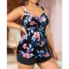 imageYonique Plus Size Tankini Swimsuits for Women Tankini with Shorts Two Piece Bathing Suits Flowy SwimwearPink Floral