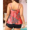 imageYonique Plus Size Tankini Swimsuits for Women Tankini with Shorts Two Piece Bathing Suits Flowy SwimwearRed Floral
