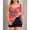 imageYonique Plus Size Tankini Swimsuits for Women Tankini with Shorts Two Piece Bathing Suits Flowy SwimwearRed Floral