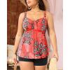 imageYonique Plus Size Tankini Swimsuits for Women Tankini with Shorts Two Piece Bathing Suits Flowy SwimwearRed Floral