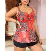 imageYonique Plus Size Tankini Swimsuits for Women Tankini with Shorts Two Piece Bathing Suits Flowy SwimwearRed Floral