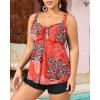 imageYonique Plus Size Tankini Swimsuits for Women Tankini with Shorts Two Piece Bathing Suits Flowy SwimwearRed Floral