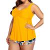 imageYonique Plus Size Tankini Swimsuits for Women Tankini with Shorts Two Piece Bathing Suits Flowy SwimwearYellow Floral