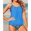 imageYonique Tankini Swimsuits for Women Blouson Swim Tops with Bikini Bottoms Athletic Two Piece Bathing Suits Double Up Swimwear1 Cute Green Blue