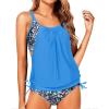 imageYonique Tankini Swimsuits for Women Blouson Swim Tops with Bikini Bottoms Athletic Two Piece Bathing Suits Double Up Swimwear1 Cute Green Blue