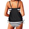 imageYonique Tankini Swimsuits for Women Blouson Swim Tops with Bikini Bottoms Athletic Two Piece Bathing Suits Double Up SwimwearA Charming Black White