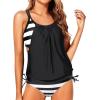 imageYonique Tankini Swimsuits for Women Blouson Swim Tops with Bikini Bottoms Athletic Two Piece Bathing Suits Double Up SwimwearA Charming Black White