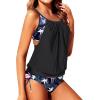 imageYonique Tankini Swimsuits for Women Blouson Swim Tops with Bikini Bottoms Athletic Two Piece Bathing Suits Double Up SwimwearBlack Flamingo Tankini