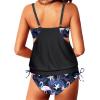 imageYonique Tankini Swimsuits for Women Blouson Swim Tops with Bikini Bottoms Athletic Two Piece Bathing Suits Double Up SwimwearBlack Flamingo Tankini