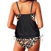 imageYonique Tankini Swimsuits for Women Blouson Swim Tops with Bikini Bottoms Athletic Two Piece Bathing Suits Double Up SwimwearBlack Leopard Tankini