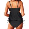 imageYonique Tankini Swimsuits for Women Blouson Swim Tops with Bikini Bottoms Athletic Two Piece Bathing Suits Double Up SwimwearBlack Tankini