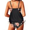 imageYonique Tankini Swimsuits for Women Blouson Swim Tops with Bikini Bottoms Athletic Two Piece Bathing Suits Double Up SwimwearBlack and Flowers