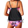 imageYonique Tankini Swimsuits for Women Blouson Swim Tops with Bikini Bottoms Athletic Two Piece Bathing Suits Double Up SwimwearBlack and Tree