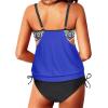 imageYonique Tankini Swimsuits for Women Blouson Swim Tops with Bikini Bottoms Athletic Two Piece Bathing Suits Double Up SwimwearBlue  Geometric