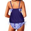 imageYonique Tankini Swimsuits for Women Blouson Swim Tops with Bikini Bottoms Athletic Two Piece Bathing Suits Double Up SwimwearBlue Tie Dye
