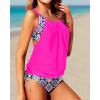 imageYonique Tankini Swimsuits for Women Blouson Swim Tops with Bikini Bottoms Athletic Two Piece Bathing Suits Double Up SwimwearHot Pink Tankini