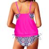 imageYonique Tankini Swimsuits for Women Blouson Swim Tops with Bikini Bottoms Athletic Two Piece Bathing Suits Double Up SwimwearHot Pink Tankini