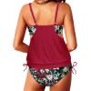 imageYonique Tankini Swimsuits for Women Blouson Swim Tops with Bikini Bottoms Athletic Two Piece Bathing Suits Double Up SwimwearRed and Flower
