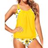 imageYonique Tankini Swimsuits for Women Blouson Swim Tops with Bikini Bottoms Athletic Two Piece Bathing Suits Double Up SwimwearYellow Sunflower Tankini