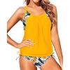 imageYonique Tankini Swimsuits for Women Blouson Swim Tops with Bikini Bottoms Athletic Two Piece Bathing Suits Double Up SwimwearYellow and Sunflower