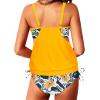 imageYonique Tankini Swimsuits for Women Blouson Swim Tops with Bikini Bottoms Athletic Two Piece Bathing Suits Double Up SwimwearYellow and Sunflower