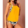 imageYonique Tankini Swimsuits for Women Blouson Swim Tops with Bikini Bottoms Athletic Two Piece Bathing Suits Double Up SwimwearYellow and Sunflower