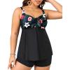 imageYonique Plus Size Tankini Swimsuits for Women Tankini with Shorts Two Piece Bathing Suits Flowy SwimwearBlack Floral