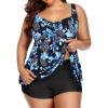 imageYonique Plus Size Tankini Swimsuits for Women Tankini with Shorts Two Piece Bathing Suits Flowy SwimwearBlack Paisley