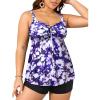 imageYonique Plus Size Tankini Swimsuits for Women Tankini with Shorts Two Piece Bathing Suits Flowy SwimwearPurplewhite Floral