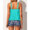 imageYonique Blouson Tankini Swimsuits for Women 2 Piece Bathing Suits Tops with Boyshorts Modest Loose Fit SwimwearAqua Green
