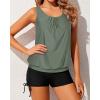 imageYonique Blouson Tankini Swimsuits for Women 2 Piece Bathing Suits Tops with Boyshorts Modest Loose Fit SwimwearArmy Green