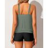 imageYonique Blouson Tankini Swimsuits for Women 2 Piece Bathing Suits Tops with Boyshorts Modest Loose Fit SwimwearArmy Green