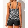imageYonique Blouson Tankini Swimsuits for Women 2 Piece Bathing Suits Tops with Boyshorts Modest Loose Fit SwimwearBlack  Flower