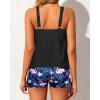 imageYonique Blouson Tankini Swimsuits for Women 2 Piece Bathing Suits Tops with Boyshorts Modest Loose Fit SwimwearBlack Flamingo