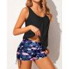 imageYonique Blouson Tankini Swimsuits for Women 2 Piece Bathing Suits Tops with Boyshorts Modest Loose Fit SwimwearBlack Flamingo
