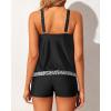 imageYonique Blouson Tankini Swimsuits for Women 2 Piece Bathing Suits Tops with Boyshorts Modest Loose Fit SwimwearBlack Geometric