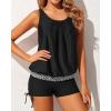 imageYonique Blouson Tankini Swimsuits for Women 2 Piece Bathing Suits Tops with Boyshorts Modest Loose Fit SwimwearBlack Geometric