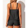 imageYonique Blouson Tankini Swimsuits for Women 2 Piece Bathing Suits Tops with Boyshorts Modest Loose Fit SwimwearBlack Tankini