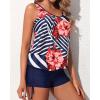imageYonique Blouson Tankini Swimsuits for Women 2 Piece Bathing Suits Tops with Boyshorts Modest Loose Fit SwimwearBlue  Floral