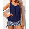 imageYonique Blouson Tankini Swimsuits for Women 2 Piece Bathing Suits Tops with Boyshorts Modest Loose Fit SwimwearBlue