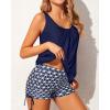 imageYonique Blouson Tankini Swimsuits for Women 2 Piece Bathing Suits Tops with Boyshorts Modest Loose Fit SwimwearBlue