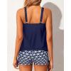 imageYonique Blouson Tankini Swimsuits for Women 2 Piece Bathing Suits Tops with Boyshorts Modest Loose Fit SwimwearBlue